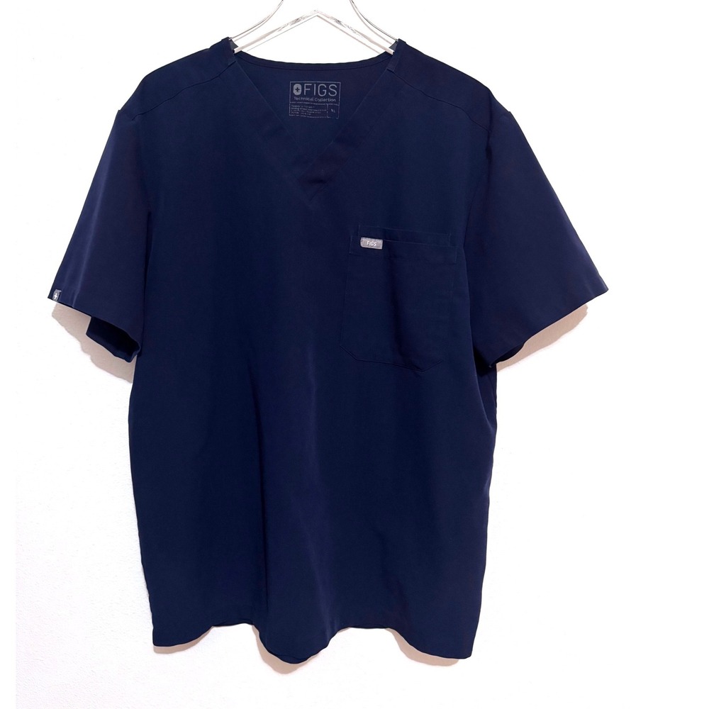 FIGS Technical Collection Men's V-Neck Scrub Top - Navy Blue